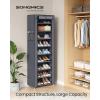 imageSONGMICS 10Tier Shoe Rack Shoe Storage Cabinet with Dustproof Cover FreeStanding Storage Organizer for Closet Entryway Hold 20 Pairs of Shoes for Sneakers High Heels Gray URXJ034GN02Grey