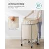 imageSONGMICS 635Gallon 240 L Laundry Basket with Wheels Rolling Round HeavyDuty Laundry Hamper Cart with Steel Frame and Removable Bag 2 Locking Wheels Cream White and Metallic Silver URLS012W01Cream White  Metallic Silver