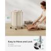 imageSONGMICS 635Gallon 240 L Laundry Basket with Wheels Rolling Round HeavyDuty Laundry Hamper Cart with Steel Frame and Removable Bag 2 Locking Wheels Cream White and Metallic Silver URLS012W01Cream White  Metallic Silver
