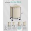 imageSONGMICS 635Gallon 240 L Laundry Basket with Wheels Rolling Round HeavyDuty Laundry Hamper Cart with Steel Frame and Removable Bag 2 Locking Wheels Cream White and Metallic Silver URLS012W01Cream White  Metallic Silver