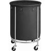 imageSONGMICS 635Gallon 240 L Laundry Basket with Wheels Rolling Round HeavyDuty Laundry Hamper Cart with Steel Frame and Removable Bag 2 Locking Wheels Cream White and Metallic Silver URLS012W01Ink Black  Metallic Silver