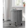 imageSONGMICS 635Gallon 240 L Laundry Basket with Wheels Rolling Round HeavyDuty Laundry Hamper Cart with Steel Frame and Removable Bag 2 Locking Wheels Cream White and Metallic Silver URLS012W01Gray  Metallic Silver