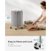 imageSONGMICS 635Gallon 240 L Laundry Basket with Wheels Rolling Round HeavyDuty Laundry Hamper Cart with Steel Frame and Removable Bag 2 Locking Wheels Cream White and Metallic Silver URLS012W01Gray  Metallic Silver