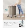imageSONGMICS 635Gallon 240 L Laundry Basket with Wheels Rolling Round HeavyDuty Laundry Hamper Cart with Steel Frame and Removable Bag 2 Locking Wheels Cream White and Metallic Silver URLS012W01Camel Brown  Metallic Silver