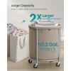 imageSONGMICS 635Gallon 240 L Laundry Basket with Wheels Rolling Round HeavyDuty Laundry Hamper Cart with Steel Frame and Removable Bag 2 Locking Wheels Cream White and Metallic Silver URLS012W01Camel Brown  Metallic Silver