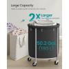 imageSONGMICS 635Gallon 240 L Laundry Basket with Wheels Rolling Round HeavyDuty Laundry Hamper Cart with Steel Frame and Removable Bag 2 Locking Wheels Cream White and Metallic Silver URLS012W01Ink Black  Metallic Silver