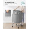 imageSONGMICS 635Gallon 240 L Laundry Basket with Wheels Rolling Round HeavyDuty Laundry Hamper Cart with Steel Frame and Removable Bag 2 Locking Wheels Cream White and Metallic Silver URLS012W01Gray  Metallic Silver