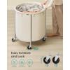 imageSONGMICS 635Gallon 240 L Laundry Basket with Wheels Rolling Round HeavyDuty Laundry Hamper Cart with Steel Frame and Removable Bag 2 Locking Wheels Cream White and Metallic Silver URLS012W01Cream White  Metallic Silver