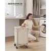 imageSONGMICS 635Gallon 240 L Laundry Basket with Wheels Rolling Round HeavyDuty Laundry Hamper Cart with Steel Frame and Removable Bag 2 Locking Wheels Cream White and Metallic Silver URLS012W01Cream White  Metallic Silver