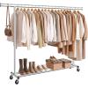 imageSONGMICS Clothes Rack with Wheels HeavyDuty Clothing Rack for Hanging Clothes Portable 177 x 63787 x 636 Inches with Extendable Rail 330 lb Load Capacity Silver UHSR175E01Silver