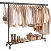 imageSONGMICS Clothes Rack with Wheels HeavyDuty Clothing Rack for Hanging Clothes Portable 177 x 63787 x 636 Inches with Extendable Rail 330 lb Load Capacity Silver UHSR175E01Black