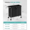 imageSONGMICS Laundry Basket with Wheels 4Section Rolling Laundry Hamper 686 Gallons 260 L Removable Liner Steel Frame with Handle 433 x 154 x 319 Inches Cream White URLS014W01Ink Black