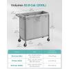 imageSONGMICS Laundry Basket with Wheels 4Section Rolling Laundry Hamper 686 Gallons 260 L Removable Liner Steel Frame with Handle 433 x 154 x 319 Inches Cream White URLS014W01Dove Grey