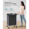 imageSONGMICS Laundry Basket with Wheels 4Section Rolling Laundry Hamper 686 Gallons 260 L Removable Liner Steel Frame with Handle 433 x 154 x 319 Inches Cream White URLS014W01Ink Black