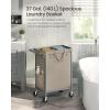 imageSONGMICS Laundry Basket with Wheels 4Section Rolling Laundry Hamper 686 Gallons 260 L Removable Liner Steel Frame with Handle 433 x 154 x 319 Inches Cream White URLS014W01Camel Brown