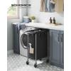 imageSONGMICS Laundry Basket with Wheels 4Section Rolling Laundry Hamper 686 Gallons 260 L Removable Liner Steel Frame with Handle 433 x 154 x 319 Inches Cream White URLS014W01Ink Black