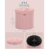 imageSONGMICS Mazie Collection  Round Storage Ottoman Folding Footrest Stool with Removable Lid Easy Assembly Teddy Fleece Vanity Stool for Bedroom Living Room Entryway Cream White ULSF606W01Jelly Pink