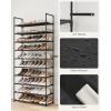 imageSONGMICS Shoe Rack 10Tier Shoe Shelf Shoe Storage Organizer 11 x 327 x 68 Inches Metal Frame NonWoven Fabric Shelves for Entryway Bedroom Black ULSH110BH01Black