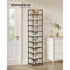 imageSONGMICS Shoe Rack 10Tier Shoe Shelf Shoe Storage Organizer 11 x 327 x 68 Inches Metal Frame NonWoven Fabric Shelves for Entryway Bedroom Black ULSH110BH01Grey