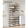 imageSONGMICS Shoe Rack 10Tier Shoe Shelf Shoe Storage Organizer 11 x 327 x 68 Inches Metal Frame NonWoven Fabric Shelves for Entryway Bedroom Black ULSH110BH01Black
