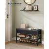 imageSONGMICS Storage Bench Bamboo Shoe Rack Entryway Furniture 315 Inches Wide Hidden Storage Compartments 2Tier Shoe Shelves for Entryway Living Room Bedroom Dorm Ink Black ULSB056B01Ink Black