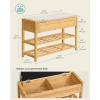 imageSONGMICS Storage Bench Bamboo Shoe Rack Entryway Furniture 315 Inches Wide Hidden Storage Compartments 2Tier Shoe Shelves for Entryway Living Room Bedroom Dorm Ink Black ULSB056B01Natural Beige