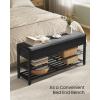 imageSONGMICS Storage Bench Bamboo Shoe Rack Entryway Furniture 315 Inches Wide Hidden Storage Compartments 2Tier Shoe Shelves for Entryway Living Room Bedroom Dorm Ink Black ULSB056B01Ink Black