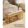 imageSONGMICS Storage Bench Bamboo Shoe Rack Entryway Furniture 315 Inches Wide Hidden Storage Compartments 2Tier Shoe Shelves for Entryway Living Room Bedroom Dorm Ink Black ULSB056B01Natural Beige