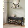 imageSONGMICS Storage Bench Bamboo Shoe Rack Entryway Furniture 315 Inches Wide Hidden Storage Compartments 2Tier Shoe Shelves for Entryway Living Room Bedroom Dorm Ink Black ULSB056B01Ink Black
