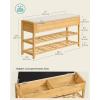 imageSONGMICS Storage Bench Bamboo Shoe Rack Entryway Furniture 315 Inches Wide Hidden Storage Compartments 2Tier Shoe Shelves for Entryway Living Room Bedroom Dorm Ink Black ULSB056B01Natural Beige