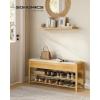 imageSONGMICS Storage Bench Bamboo Shoe Rack Entryway Furniture 315 Inches Wide Hidden Storage Compartments 2Tier Shoe Shelves for Entryway Living Room Bedroom Dorm Ink Black ULSB056B01Natural Beige