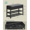 imageSONGMICS Storage Bench Bamboo Shoe Rack Entryway Furniture 315 Inches Wide Hidden Storage Compartments 2Tier Shoe Shelves for Entryway Living Room Bedroom Dorm Ink Black ULSB056B01Ink Black