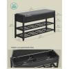 imageSONGMICS Storage Bench Bamboo Shoe Rack Entryway Furniture 315 Inches Wide Hidden Storage Compartments 2Tier Shoe Shelves for Entryway Living Room Bedroom Dorm Ink Black ULSB056B01Ink Black