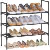 imageSONGMICS 3Tier Shoe Rack Shoe Storage for Hallway Closet Slim and SpaceSaving Metal Frame NonWoven Fabric Shelves Black ULSH043BH01