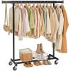 imageSONGMICS Clothes Rack with Wheels HeavyDuty Clothing Rack for Hanging Clothes Portable 177 x 63787 x 636 Inches with Extendable Rail 330 lb Load Capacity Silver UHSR175E01Black