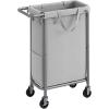 imageSONGMICS Laundry Basket with Wheels 4Section Rolling Laundry Hamper 686 Gallons 260 L Removable Liner Steel Frame with Handle 433 x 154 x 319 Inches Cream White URLS014W01Dove Grey