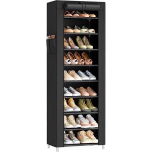 imageSONGMICS 10Tier Shoe Rack Shoe Storage Cabinet with Dustproof Cover FreeStanding Storage Organizer for Closet Entryway Hold 20 Pairs of Shoes for Sneakers High Heels Gray URXJ034GN02Black