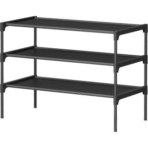 imageSONGMICS Shoe Rack 3Tier Shoe Storage Organizer SpaceSaving 116 x 361 x 21 Inches Entryway Metal Frame NonWoven Fabric Shelves Ink Black ULSH033BH01S3 Tiers 245W