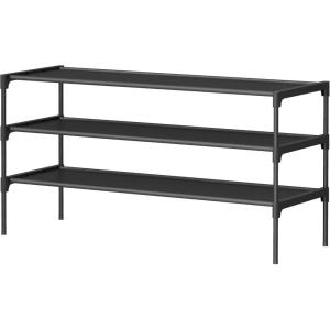 imageSONGMICS Shoe Rack 3Tier Shoe Storage Organizer SpaceSaving 116 x 361 x 21 Inches Entryway Metal Frame NonWoven Fabric Shelves Ink Black ULSH033BH01S3 Tiers 361W