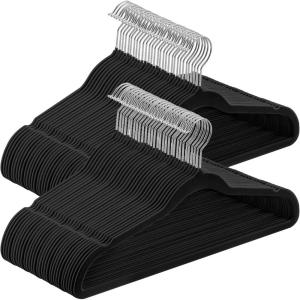 imageSONGMICS Velvet Hangers 60 Pack NonSlip Clothes Hangers with SilverColored Swivel Hooks Slim SpaceSaving for Closet HeavyDuty Summer Sand UCRF036LF02SBlack