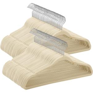 imageSONGMICS Velvet Hangers 60 Pack NonSlip Clothes Hangers with SilverColored Swivel Hooks Slim SpaceSaving for Closet HeavyDuty Summer Sand UCRF036LF02SSummer Sand