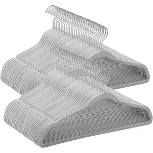 imageSONGMICS Velvet Hangers 60 Pack NonSlip Clothes Hangers with SilverColored Swivel Hooks Slim SpaceSaving for Closet HeavyDuty Summer Sand UCRF036LF02SDove Gray