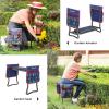 imageSONGMICS Folding Garden Kneeler and Seat Gardening Gifts for Women Men Gardening Supplies Garden Stool with Soft Thick Kneeling Pad Blue and Christmas Pattern UGGK050B01