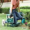imageSONGMICS Folding Garden Kneeler and Seat Gardening Gifts for Women Men Gardening Supplies Garden Stool with Soft Thick Kneeling Pad Green and Floral Pattern UGGK050L01