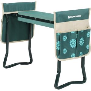 imageSONGMICS Folding Garden Kneeler and Seat Gardening Gifts for Women Men Gardening Supplies Garden Stool with Soft Thick Kneeling Pad Green and Floral Pattern UGGK050L01