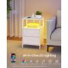 imageSONGMICS BELLAH Collection  Nightstand with Charging Station and AppControlled Adjustable LED Lights Bed Side Table 2 Drawer and 1 Open Shelf Bedroom Cloud White and Snow White ULGS302WH01S