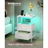 imageSONGMICS BELLAH Collection  Nightstand with Charging Station and AppControlled Adjustable LED Lights Bed Side Table 2 Drawer and 1 Open Shelf Bedroom Cloud White and Snow White ULGS302WH01S