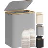imageSONGMICS Laundry Hamper with Lid Large Laundry Basket 238 Gallons 90L Removable Mesh Liner Bamboo Handles Collapsible 165 x 126 x 278 Inches Cream White ULCB509W01Dove Gray