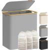 imageSONGMICS Laundry Hamper with Lid Large Laundry Basket 238 Gallons 90L Removable Mesh Liner Bamboo Handles Collapsible 165 x 126 x 278 Inches Cream White ULCB509W01Dove Gray