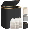 imageSONGMICS Laundry Hamper with Lid Large Laundry Basket 238 Gallons 90L Removable Mesh Liner Bamboo Handles Collapsible 165 x 126 x 278 Inches Cream White ULCB509W01Ink Black